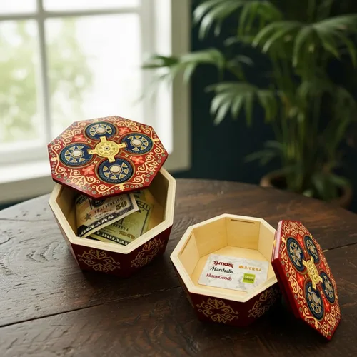 Miniatura 6 de Caja de rompecabezas mágica con giro secreto - Portamonedas y tarjeta de regalo en una caja de madera IQ con cerradura complicada y compartimentos