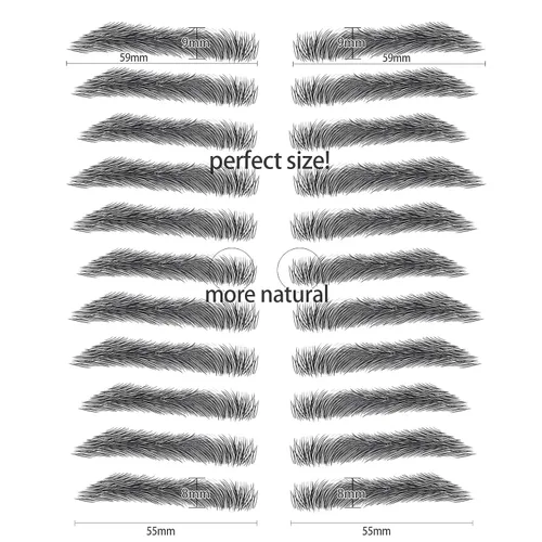 Miniatura 2 de Aresvns Tatuaje de cejas para hombres. Cejas falsas realistas, 88 pares de calcomanías de transferencia de cejas de imitación 4D, tamaños adecuados