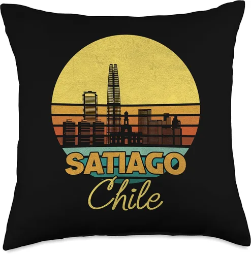 South America Real Chileans Design For Men Women Vintage Santiago Chile-Cool Chilean Design Retro Cities Throw Pillow, 18x18, Multicolor