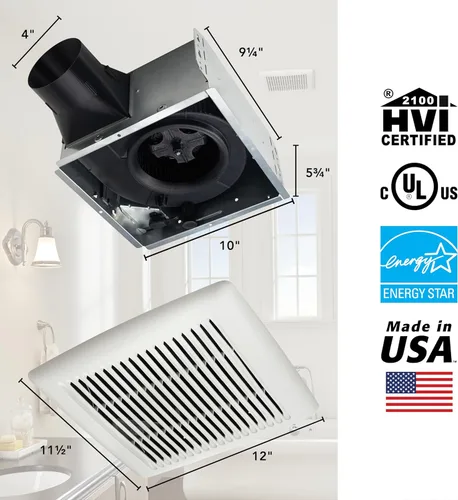 Miniatura 5 de Broan-NuTone AE110S Invent ENERGY STAR Ventilador certificado 110 CFM 1.0 Sones, blanco