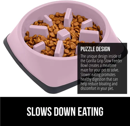 Miniatura 3 de GORILLA GRIP® Cuencos patentados de alimentación lenta sin BPA, juguete interactivo para perros y gatos, enriquecimiento de entrenamiento Rosa