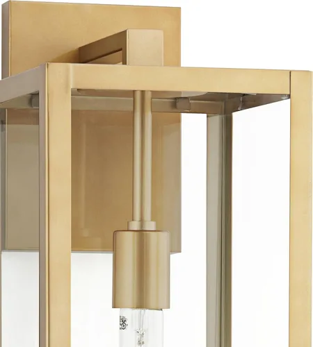 Miniatura 3 de John Timberland Titan - Juego de 2 lámparas de pared modernas para exteriores, marco rectangular dorado suave de 20 1/4 pulgadas, paneles de vidrio