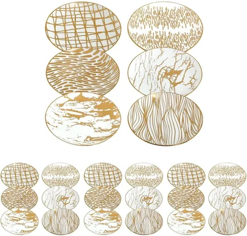Miniatura 12 de Certified International Matrix - Platos de almuerzo/canapé chapados en oro, 6 pulgadas, juego de 6 diseños surtidos
