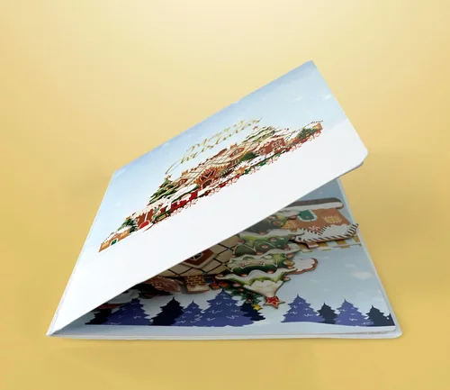 Miniatura 7 de CUTPOPUP - Tarjeta de Navidad emergente, 3D, Navidad, Año Nuevo, tarjeta de felicitación de vacaciones (ciudad de pan de jengibre)