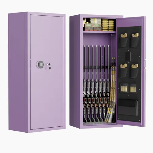 Miniatura 11 de Pataku Caja fuerte para armas 14-16 para rifles y pistolas, cerradura digital con teclado en pistola grande segura para rifles y escopetas, gabinete