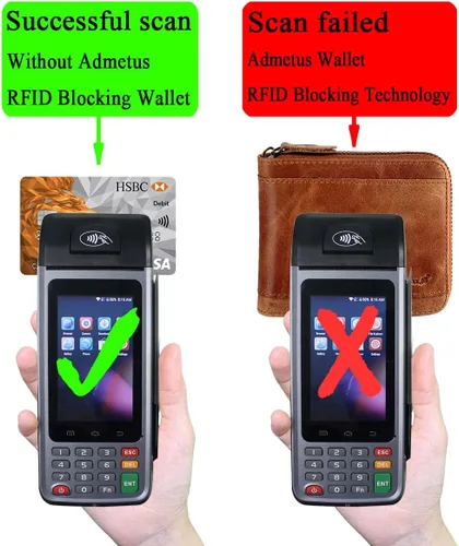 Miniatura 46 de Admetus Billeteras con bloqueo RFID para hombre, billetera de cuero con cremallera para hombres con tarjetero RFID plegable