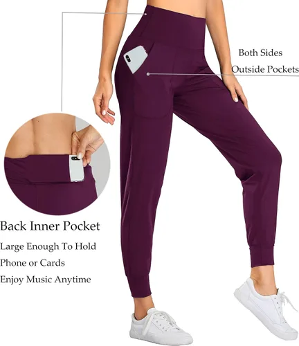 Miniatura 88 de Oalka - Pantalones deportivos para mujer, con cintura alta y bolsillos, para hacer deporte, yoga y entrenar