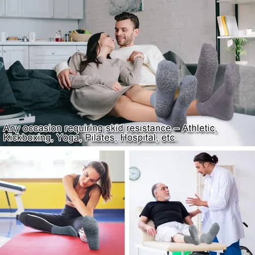 Miniatura 2 de Ozaiic Calcetines antideslizantes para yoga, entrenamiento en casa, Pure Barre, pilates, hospital, calcetines acolchados ideales para hombres