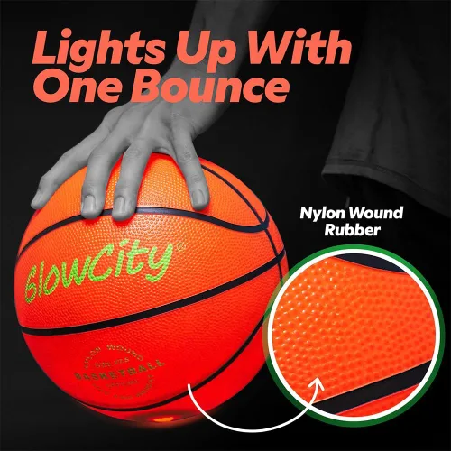 Miniatura 4 de GlowCity Baloncesto que brilla en la oscuridad – Tamaño 5, 6, 7 bola iluminada para niños, adolescentes y adultos – Juegos nocturnos al aire libre
