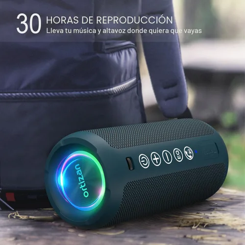 Miniatura 4 de Ortizan Altavoz Bluetooth portátil: IPX7 impermeable, sonido fuerte de 24 W, graves profundos, Bluetooth 5.3, luces LED, emparejamiento estéreo Azul