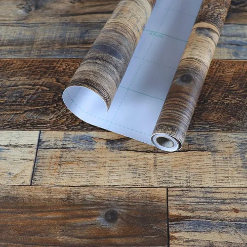 Miniatura 2 de Hopeak - Papel pintado de madera sintética, adhesivo para despegar y pegar, vinilo decorativo, extraíble e impermeable, 17.5 x 511.8 pulgadas