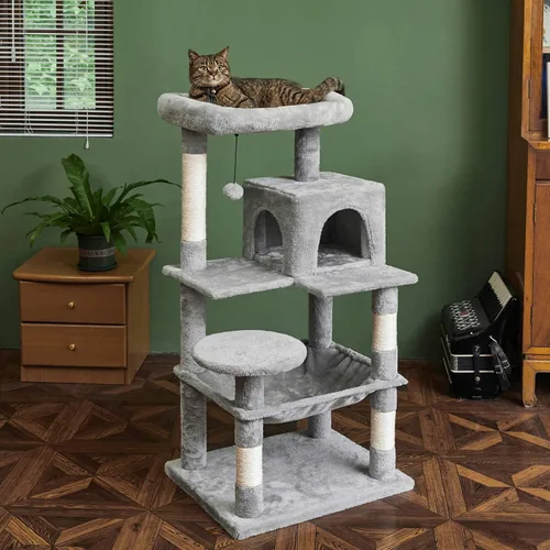 Miniatura 7 de Catinsider Árbol para gatos de 46.5 pulgadas, torre para gatos de varios niveles con postes rascadores cubiertos de sisal, perchas de felpa, hamaca
