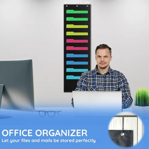 Miniatura 7 de ZKOO Organizador de archivos de pared colgante de 10 bolsillos para papel tamaño A4/documentos legales/tamaño carta, organizador de correo de pared