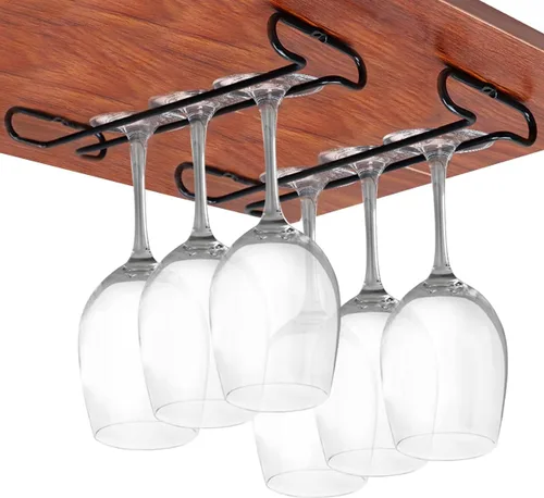 Miniatura 10 de GeLive Juego de 4 soportes para copas de gabinete de 10 pulgadas bajo estante, soporte colgante para copas de vino, organizador de almacenamiento