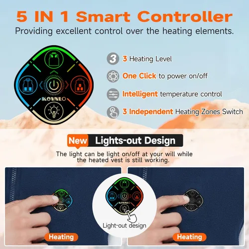 Miniatura 3 de KOVNLO Chaleco térmico para hombre con batería incluida, forro polar suave, chaqueta térmica eléctrica inteligente y ligera