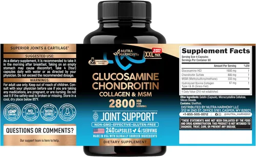 Miniatura 2 de Glucosamina condroitina MSM Colágeno HSA Suplemento de apoyo articular 2800 mg Fabricado en Estados Unidos Artículos de productos aprobados