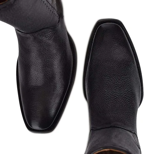 Miniatura 7 de Cuadra Bota de Hombre en Piel de Ciervo con Cremallera Negro