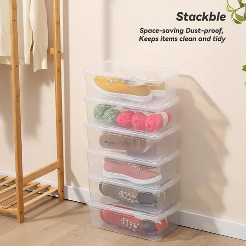 Miniatura 2 de 8 paquetes de cajas de almacenamiento con pestillo de 6 cuartos de galón, cajas de almacenamiento apilables de plástico transparente con tapas