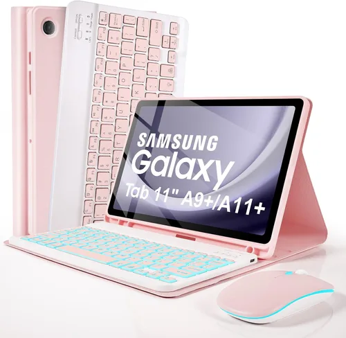 Miniatura 15 de LAMA Funda con teclado para Samsung Galaxy de 11 pulgadas Tab A9 Plus 2023/Tab A11 Plus 2025 con ratón, retroiluminación de 7 colores, funda