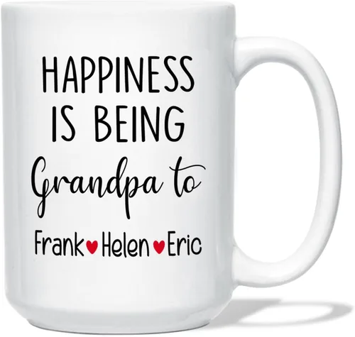 Miniatura 8 de Taza de café con texto en inglés "Best Grandpa Ever", regalo para el día del padre, taza de café personalizada para abuelo, tazas blancas de 11 Taza