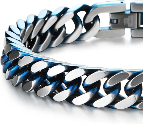Miniatura 4 de COOLSTEELANDBEYOND Pulsera de acero inoxidable de dos tonos para hombre, acabado satinado