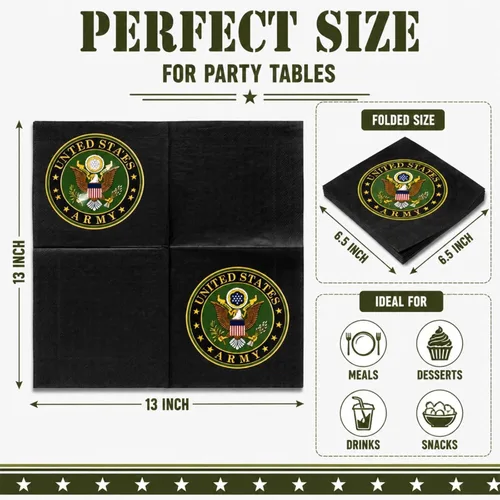 Miniatura 7 de Servilletas de almuerzo del ejército de los Estados Unidos (32 piezas) 32 servilletas Lg. del ejército de Estados Unidos impresas en el sello