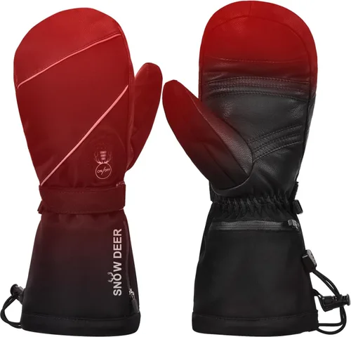 SNOW DEER Guantes térmicos para hombres y mujeres, 7.4 V 2200 mAh, batería eléctrica recargable, esquí, esquí, patinaje, nieve, camping, senderismo,