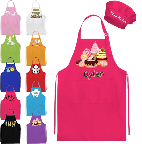 Miniatura 10 de Delantal personalizado para niños y sombrero de chef, delantal personalizado para niños con nombre, delantal de pintura personalizado, para cocinar