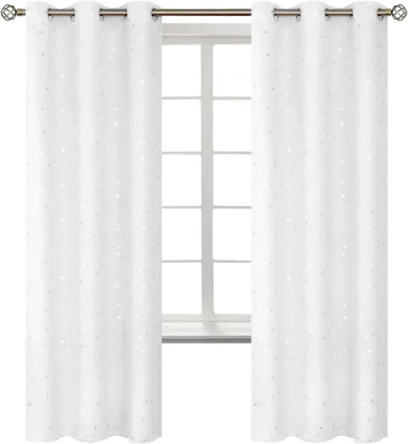 Miniatura 53 de BGment Cortinas opacas para dormitorio infantil, con aislamiento térmico, con ojales, estampado de estrellas plateadas, cortinas para oscurecer