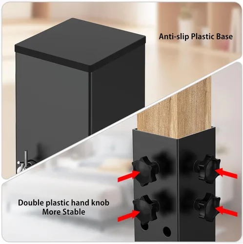 Miniatura 6 de Up Grade - Paquete de 4 elevadores de cama de acero al carbono de 2.4 pulgadas de diámetro para marco de cama cuadrado de madera, mesa ajustable a