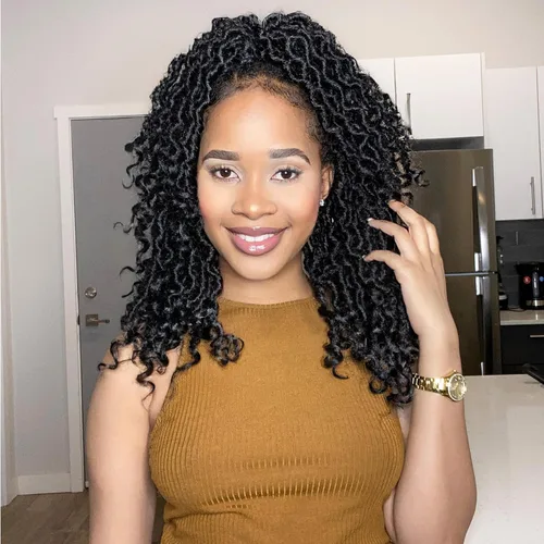 Miniatura 57 de Karida Rastas de cabello sintético de ganchillo de 18 pulgadas, 8 paquetes de cabello de ganchillo preanudado de diosa, rastas sintéticas onduladas
