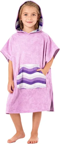 Miniatura 9 de MissShorthair Toalla Poncho para niños, toalla de playa con capucha para niñas y niños, poncho de surf, bata cambiante, toalla de baño de Rayas