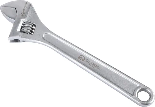 Olympia Tools Llave ajustable de 15 pulgadas, acero forjado de alta resistencia, cromado, mandíbulas mecanizadas de precisión, resistente a la