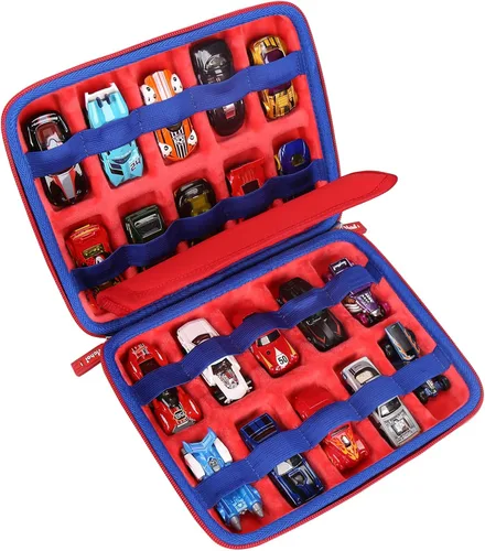 Funda de almacenamiento Mchoi para 20 autos HotWheels, organizador de autos de juguete para el almacenamiento de tus autos Matchbox, rojo, solo la