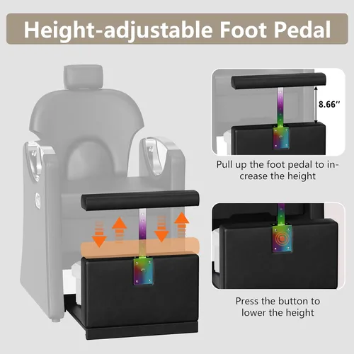 Miniatura 4 de LOUVIXA Pedicure Station for Nail Tech, Reclining Pedicure Chair with Massage Foot Bath, No Plumbing Pedicure Station Unit (Black-Holographic)