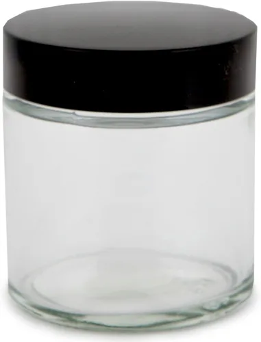 Miniatura 4 de vivaplex, 12, transparente, 4 oz, redondo tarros de vidrio, con forro interior y negro tapas