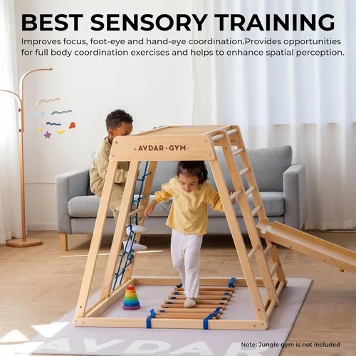 Miniatura 7 de AVDAR Escalera de cuerda para niños diseñada para gimnasios de selva de interior, escalera de cuerda de columpio de madera, accesorios para patio