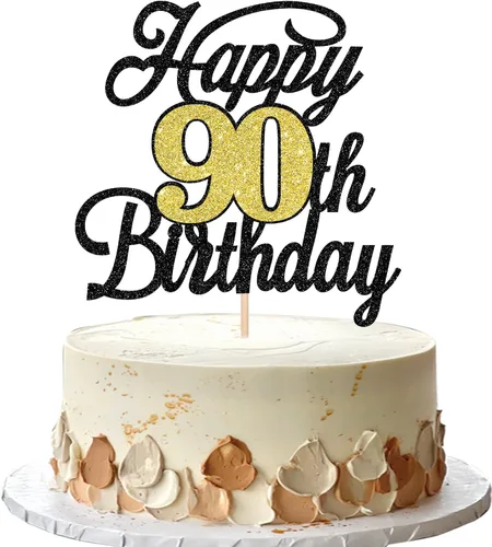Miniatura 64 de Rsstarxi 1 paquete de decoración para tarta de cumpleaños 8 con purpurina negra de 8 años y fabulosos saludos a 8 años de edad, para celebrar el 8º