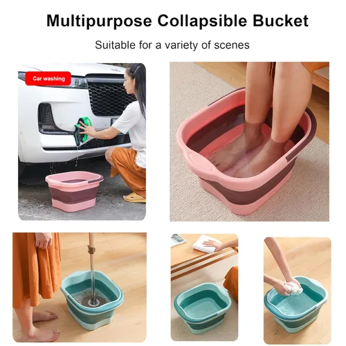 Miniatura 8 de Bañera de pies plegable de 15 L (4 GL) con asa, masajeador de pies para pies secos y agrietados, cubo de pies de plástico
