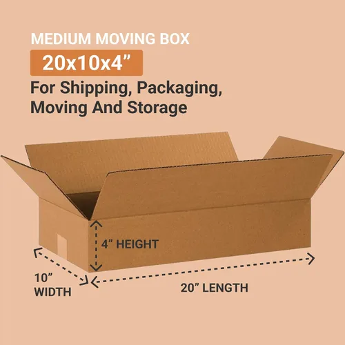 Miniatura 3 de BOX USA Cajas de envío planas de 20 pulgadas de largo x 10 pulgadas de ancho x 4 pulgadas de alto, paquete de 25 cajas de cartón corrugado