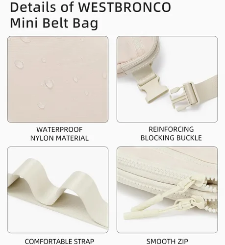 Miniatura 81 de WESTBRONCO Riñoneras para mujeres y hombres, bolsa para cinturón con bolsillos con cremallera, riñoneras modernas, bolsas cruzadas ligeras de 1