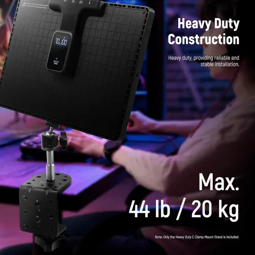 Miniatura 5 de NEEWER Abrazadera C resistente con columna de montaje para soporte de luz, abrazadera de escritorio de metal ajustable con tornillos de 1/4" 3/8
