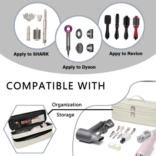 Miniatura 5 de Funda de transporte de doble capa para secador de pelo Revlon de un solo paso, bolsa de viaje para voluminizador/moldeador de cabello, caja Beige