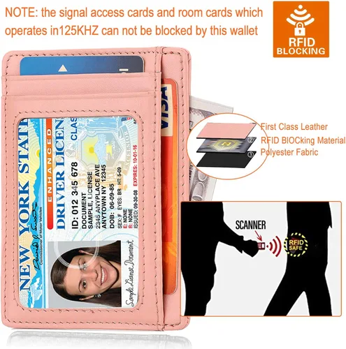 Miniatura 5 de GH Gold Horse Slim RFID - Soporte para tarjetas con sistema de bloqueo billetera de cuero de bolsillo frontal minimalista para mujer