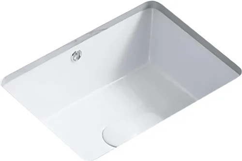 Lavabo de Tocador de Baño de 16 Pulgadas, Lavabo Pequeño de Montaje Inferior para Baño, Lavabo Rectangular de Porcelana Blanca para Gabinete 15.75"