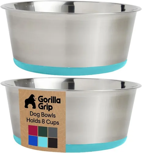 Miniatura 39 de GORILLA GRIP Tazones para perros, acero inoxidable 304 de grado alimenticio, con capacidad para 2 tazas cada uno (16 onzas líquidas) para alimentos