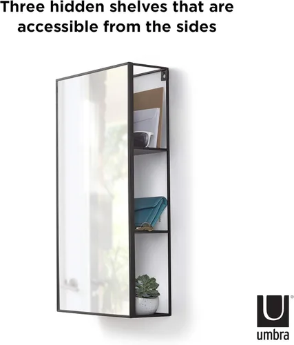 Miniatura 4 de Umbra Cubiko - Armario de almacenamiento rectangular de metal negro de 24 x 12 pulgadas con 3 estantes