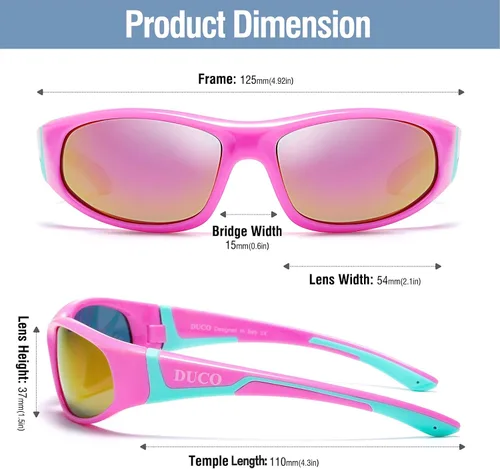 Miniatura 3 de Duco Kids - Anteojos de sol polarizados deportivos y de goma, con montura flexible, para niños