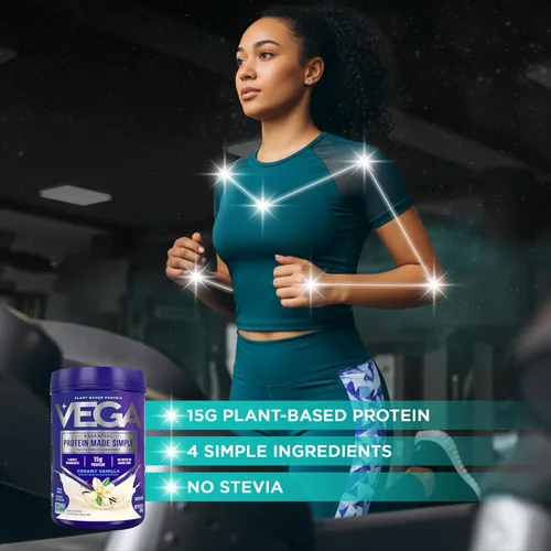 Miniatura 4 de Vega Proteína hecha simple, vainilla, sin estevia vegana a base de plantas en polvo, saludable, sin gluten, proteína de guisante para mujeres