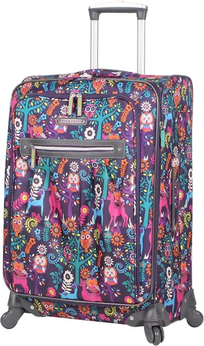 Lily Bloom Patrón de diseño de equipaje de 28 pulgadas expandible con ruedas giratorias dobles, maleta grande y ligera bolsa a cuadros para mujeres,